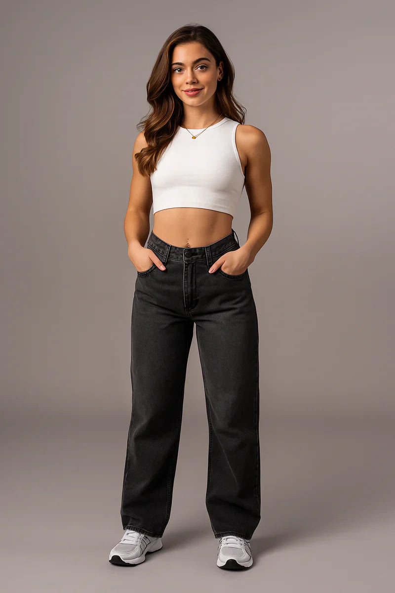 High-Waisted Baggy Jeans with Loose Fit