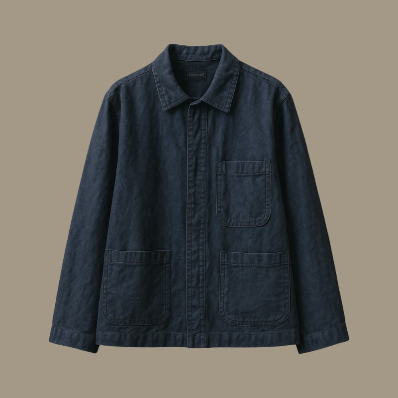 Lightweight Herringbone Jacket – Cotton Linen Mix